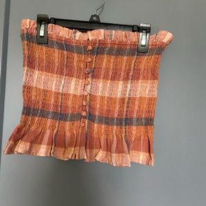 American Eagle | Peach Plaid Tube Top
